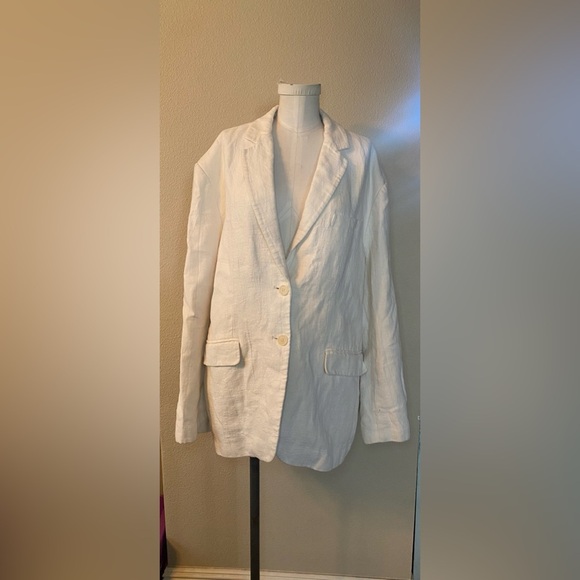 Anine Bing Quinn Oversized Linen Eggshell Blazer XL - Picture 2 of 9